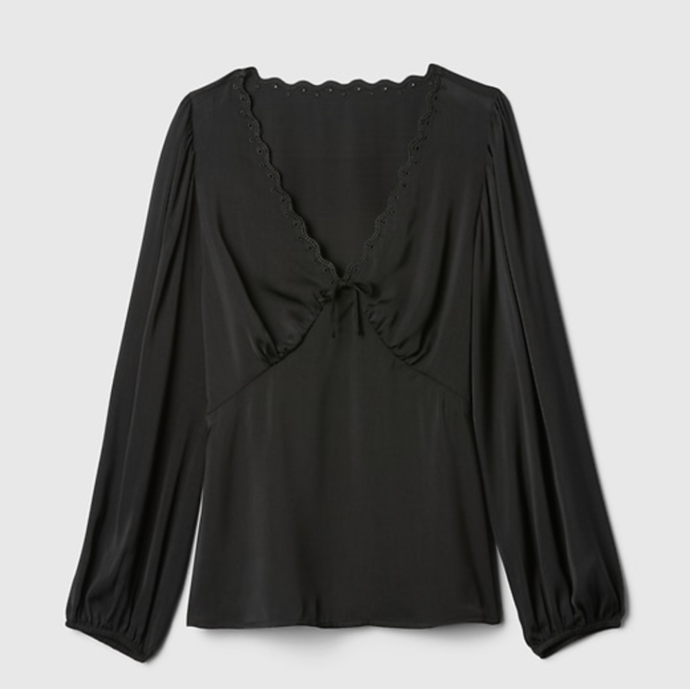 NWT GAP Women's Satin Empire Black Top